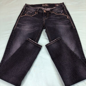 Size 27 Silver Jeans Women’s Denim Aiko Mid Skinny 1/4 Zip Ankle Distressed CN